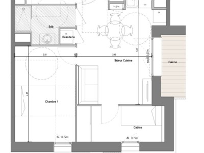 APPARTEMENT T2 + CABINE - LE MONETIER LES BAINS - 44.14 m2 - VENDU
